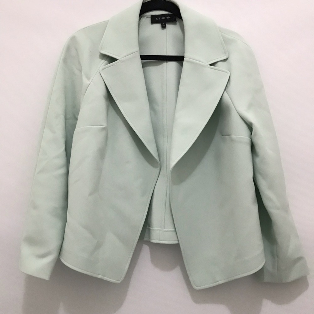 St. John Mint Green Open Blazer Jacket